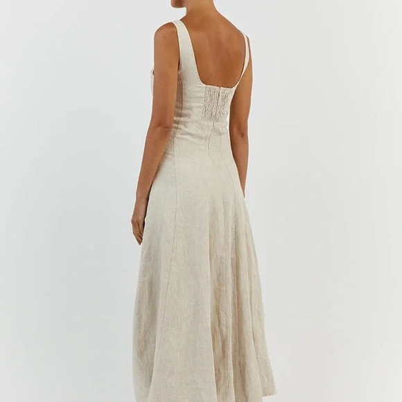 Diish Milahn natural linen midi dress 4 - Picture 3 of 8